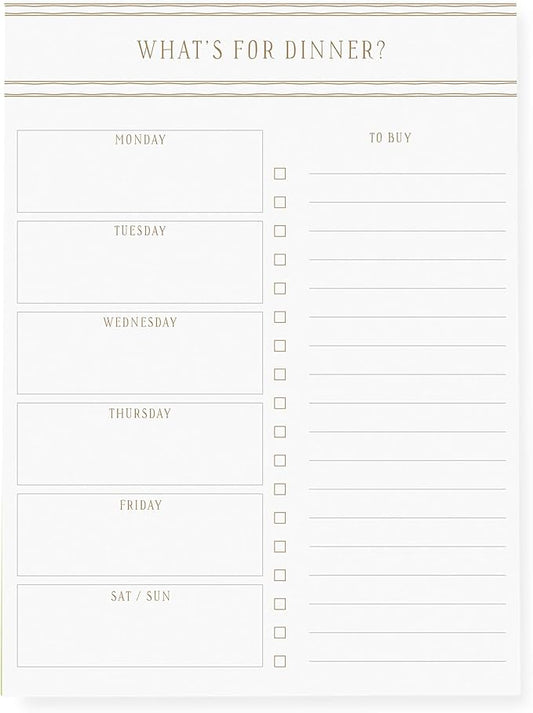 Graphique Large Magnetic Notepad, Gold Stripes–150 Sheets, 6” x 8”–Front Says,“What’s For Dinner”, Sticks to Any Magnetic Surface, Perfect for Shopping Lists, Makes a Great Gift (MLN002)