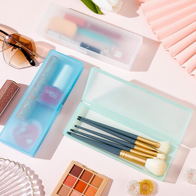 Fainne 24 Pcs Plastic Pencil Case Bulk Pencil Boxes Plastic Stationery Case Frosted Pen Box Pen Holder with Hinged Lid Snap Closure for Office (Single Layer,Multicolor,7.09 x 2.36 x 0.98 Inch)