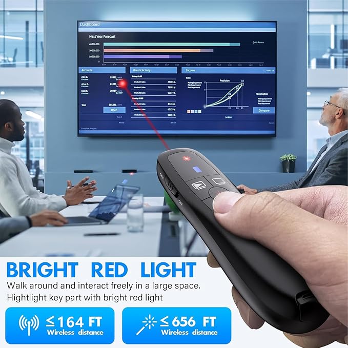 Presentation Clicker with Case Storage, Wireless Presenter Remotes with USB-A&C Receiver,Suitable for Both Desktop Computers and laptops, Mac Keynote,Including Batteries and Storage Bag,LBBYDDLL