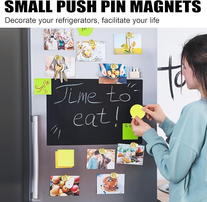 LOVIMAG Fridge Magnets 40Pcs Refrigerator Whiteboard Small Strong Magnet Classroom Kitchen Accessories Decorative Locker Set Decor Must Haves Office Calendar Refrigerador Magnetic Cute Crafts Gold