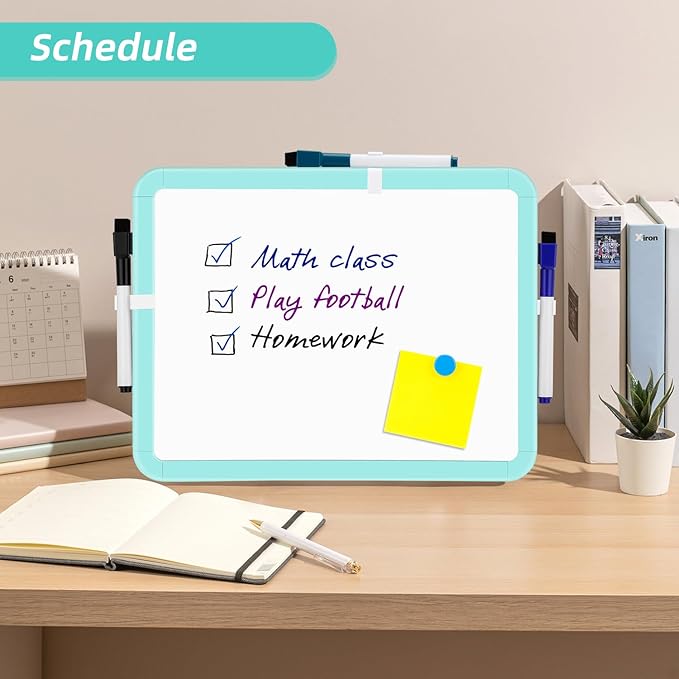 VUSIGN Small White Board Dry Erase, 8.5'' x 11'' Magnetic Dry Erase Board, Mini Whiteboard with Markers for Students, Fridge, Wall, Locker, Green