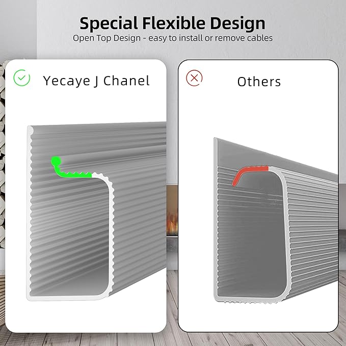 YECAYE 94.2 in Cable Management Under Desk,Easy Install Adhesive Mount Cord Hider,Cord Organizer,Wire Management,Wire Hider for Office Organization,Child & Pet Proof,Grey