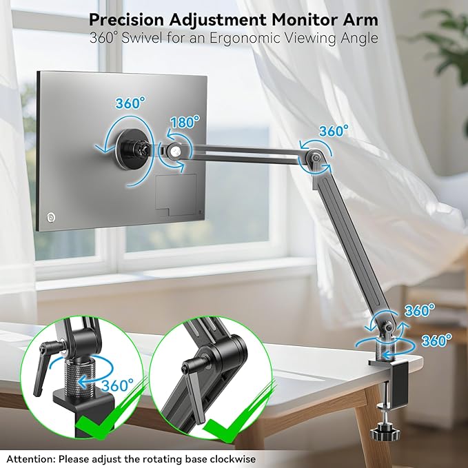 Jakeko Strong Magnetic Portable Monitor Desk Clamp - 75mm VESA Mount 4.7" 12.9" 15.6" 16" 17.3" 18.5 inch 360° Rotate Base Tablet Holder Arm JK07B1