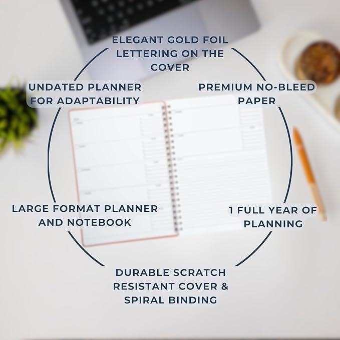 Merely Home | Ultimate Yearly, Daily, Weekly, Monthly Planner | 8.25" x 11.75" | To Do List Notebook for Work | Simple Design | Multiple Layouts | Academic Planner and Organizer Notebook (Navy, Yearly Planner - Portrait)