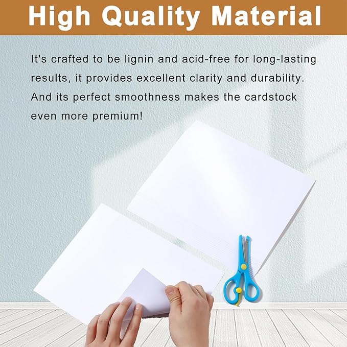 Silunkia 100 Sheets White Shimmer Cardstock 8.5 x 11 Certificate Paper, 75lb Glossy White Card Stock Printer Paper for Thank You Cards, Business Cards, Wedding Invitations, Scrapbooking