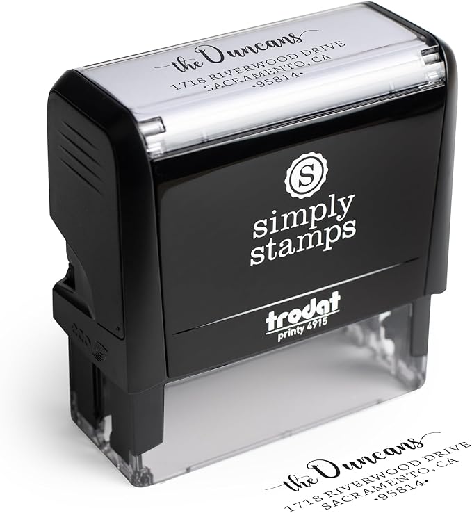 The Duncans Personalized Self-Inking Address Stamp | Envelope Return Address Stamp for Couples and Families | Custom Rubber Address Stamp (1, Xtra Wide)