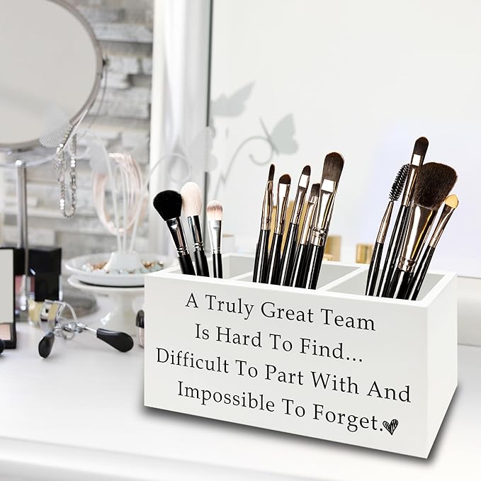 XPH Team Office Pen Pencil Holder Organizer for Desk, Team Appreciation Gifts for Employees, Gifts for Coworkers Women Men Wooden Box Sign for Home Office Desk Tabletop Decorations
