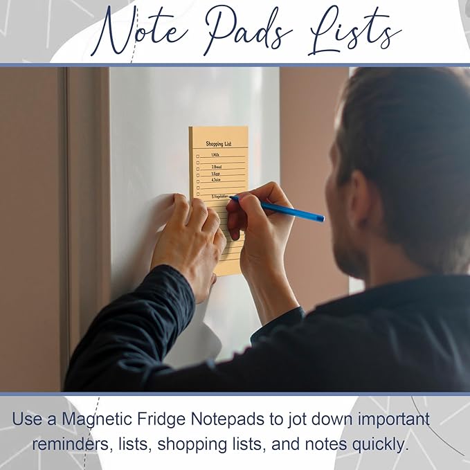 Utron 6 Pack Vintage Magnetic Notepads for Refrigerator, 50 pages/book Grocery List Magnet Pad for Fridge, Design Magnetic Grocery List Pad for Fridge, Grocery List Notepad, To-Do List