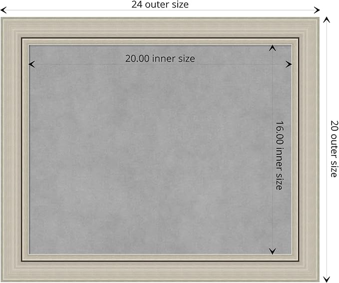 Amanti Art Silver Framed Magnetic Board 20x24 Small Vision Board for use with Magnets, 100% Metal Sheet to Display Items as Office Decor or for Home Organization in mudroom, Kitchen or Kids Room