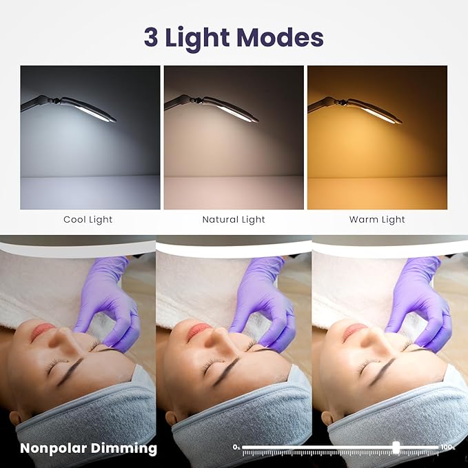 Neatfi Elite XL HD Super LED Magnifying Lamp, 3 Diopter with 12 Diopter, Dimmable, 3 Light Modes (3000K/4000K/6500K), Glare-Free, Adjustable Arm (White, 7-Inch Glass Lens with Clamp)