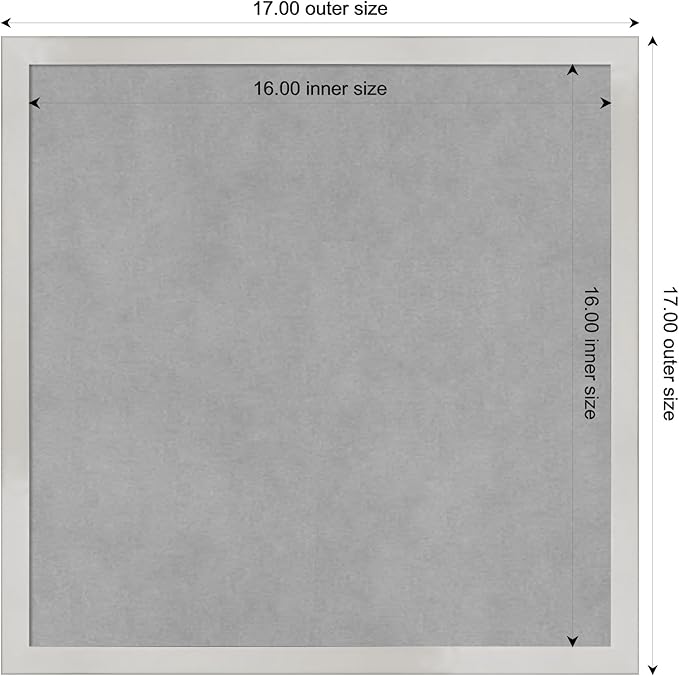 Amanti Art Silver Framed Magnetic Board 17x17 Small Vision Board for use with Magnets, 100% Metal Sheet to Display Items as Office Decor or for Home Organization in mudroom, Kitchen or Kids Room