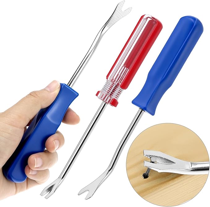 QWORK 4 Pcs Staple Remover Tool and Nail Puller Set, End Cutting Plier, V Tip Tack Pullers, for Furniture Floor Wall Car