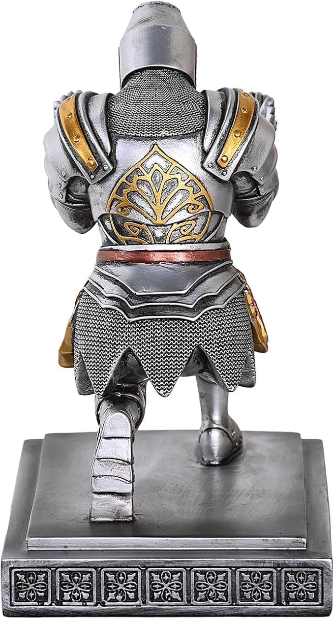 NCQIXIAO Templar Vanguard Soldier Pen Holder Pencil Stand Desk Organizers and Accessories as Gift for Medieval Warrior Enthusiast (Silver)