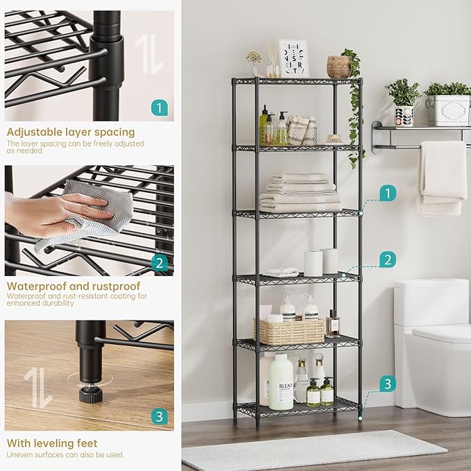 SINGAYE Shelf Closet Wire Shelving：Adjustable Metal Unit for Laundry Room Organization Bathroom Kitchen Home Storage Pantry Rack Shelves
