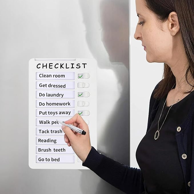 Magnetic Dry Erase Chore Chart, Whiteboard Checklist Board, Chore Chart for Kids Multiple Kids Routine Chart with a Pen(Magnetic)