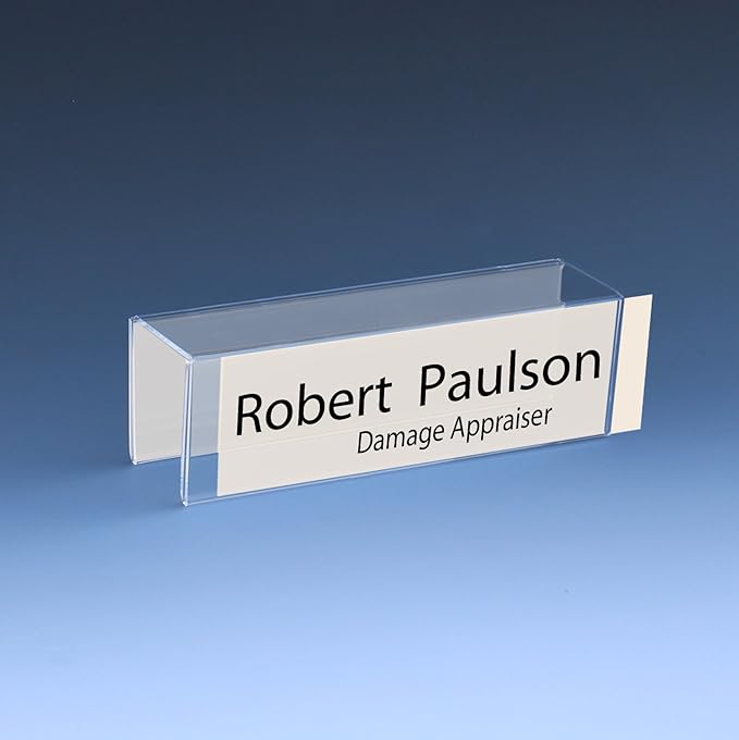 8-1/2" x 2" Double-Sided Cubicle Name Plate Holders 8-1/2" Wide x 2" high x 2" deep Hook - PNH2085020020 (40 Pack) by Plastic Products Mfg.
