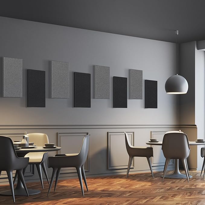 UMIACOUSTICS 4 PCS Acoustic Panels, 2“ Thick 23.6" x 11.8" Fiberglass Sound Absorbing Panels, Soundproof Panels for Studios, Office, Home Theater. Charcoal Grey