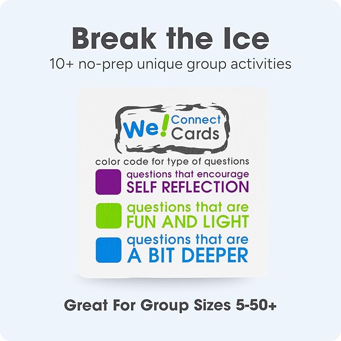 We! Connect Cards - Conversation Cards to Build Trust & Connection - Ideal Office Games, Ice Breakers & Educational Team Building Games - Featured by TEDx (60 Color-Coded Pieces)