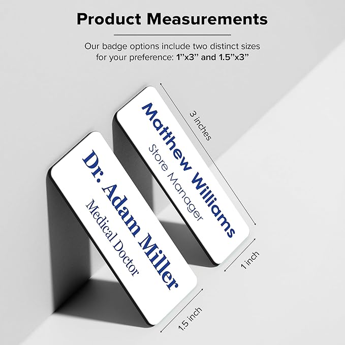 Custom Engraved Name Tags, Magnetic White and Blue Name Tags, Personalized Name Tags, 1x3 Inches, Durable Engravable Impact Material, Made in The USA by My Sign Center