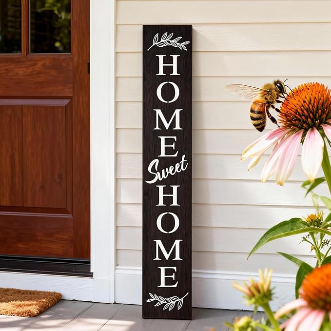 Farmhouse Wooden Welcome Sign Stand for Front Door, 47" Rustic Large Home Sweet Home Welcome Sign for front porch, Vertical Tall Xmas Gift Porch Leaner Decor for Outdoor Garden Patio
