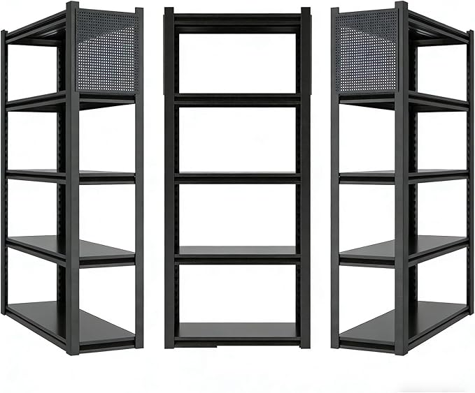PLMFJQK 3 Sets Storage Shelves with Pegboard,59" W 24" D Heavy Duty Garage Shelving Units and Storage,Metal Shelving Adjustable Shelves,Garage Storage Rack,Industrial Utility Shelf Organization