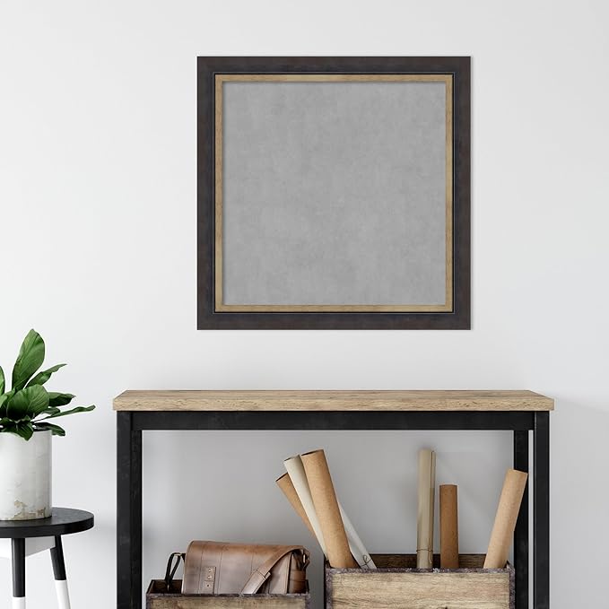 Amanti Art Black Framed Magnetic Board 29x29 Medium Vision Board for use with Magnets, 100% Metal Sheet to Display Items as Office Decor or for Home Organization in mudroom, Kitchen or Kids Room