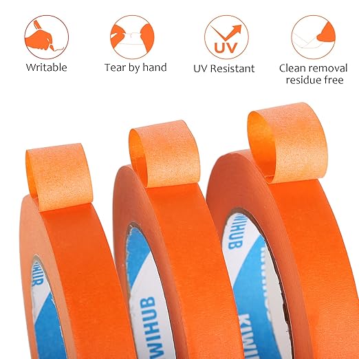 KIWIHUB Orange Painters Tape,1 inch x 60 Yards - Medium Adhesive Masking Tape for Painting,Labeling,DIY Crafting,Decoration and School Projects
