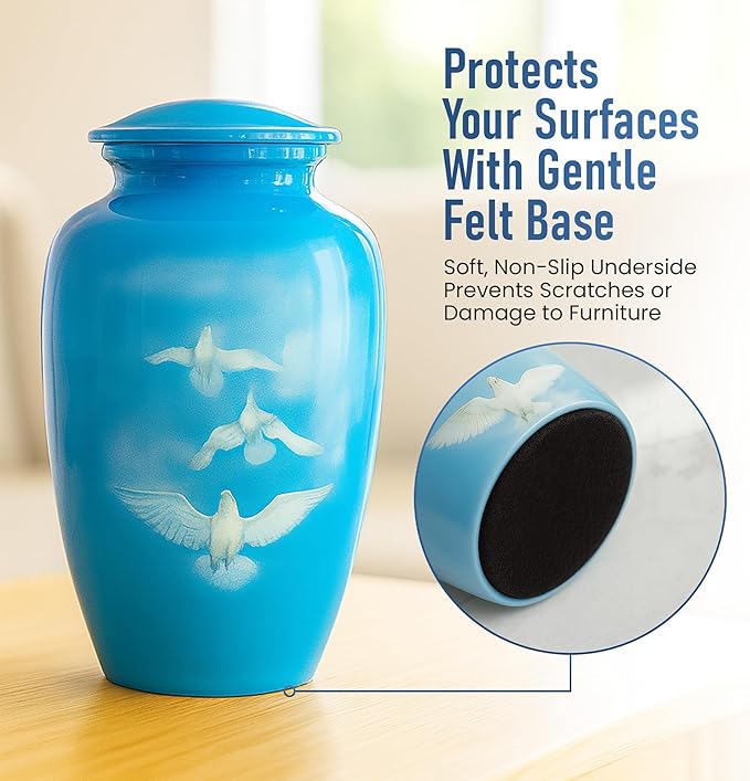 Modern Memorials Cremation Urn for Ashes - Large Urn for Man & Women - 200 Cubic Inches - Includes Velvet Storage Bag - Dove Style