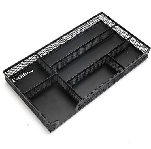 EsOfficce Drawer Organizer, Desk Organizer, Black Metal Mesh Drawer, Desk Drawer Organizer for Home Office and School,11.02X 6.10 X 1.38 Inch,Black