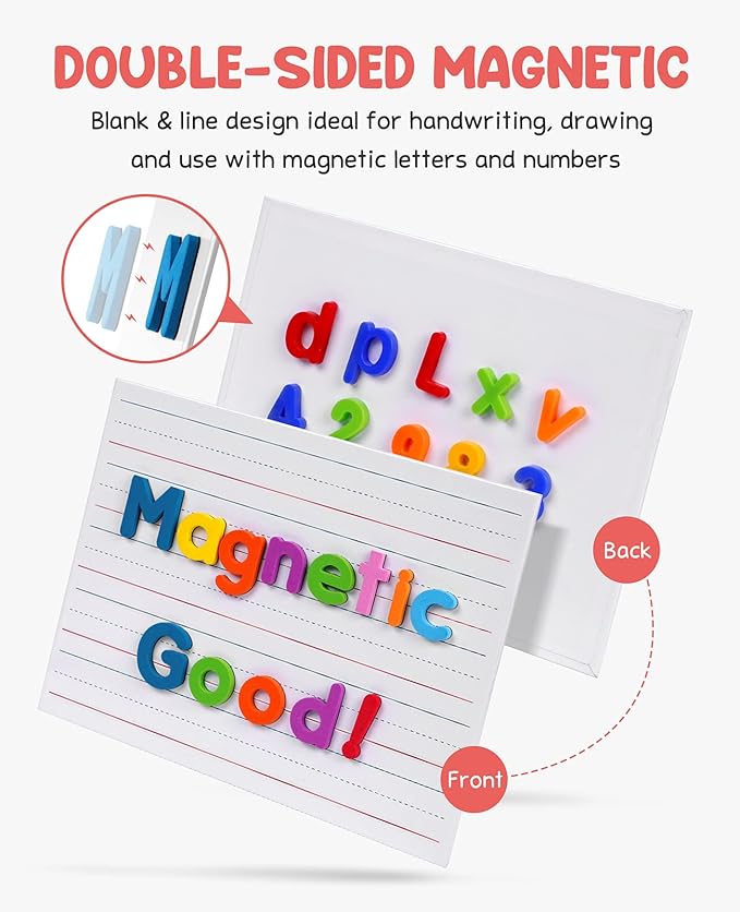 GAMENOTE White Board Dry Erase, Small Magnetic Lined White Board Set, Double Sided Magnet Ruled Lap Boards Whiteboard for Kids and Student Learning, 9x12 Inches (Pack of 24)