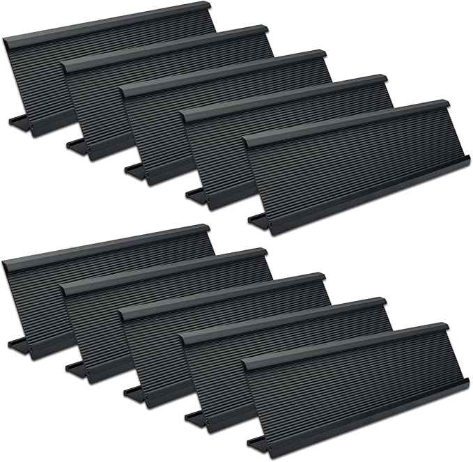 SINYUDUN 10 Pack 2" x 8" Aluminum Desk Name Plate Holder, Office Name Plate Holder for Desks, Desk Sign Holder for Office Conference, Meeting Room or Other Business Event (Black)