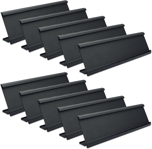 SINYUDUN 10 Pack 2" x 8" Aluminum Desk Name Plate Holder, Office Name Plate Holder for Desks, Desk Sign Holder for Office Conference, Meeting Room or Other Business Event (Black)