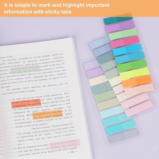 (4200 Pcs) Book Tabs for Annotating, Sticky Tabs Transparent Small Sticky Notes Flags, Colorful Morandi Page Markers for Notebooks, Multi-Colored Writable and Repositionable Book Flags Strip