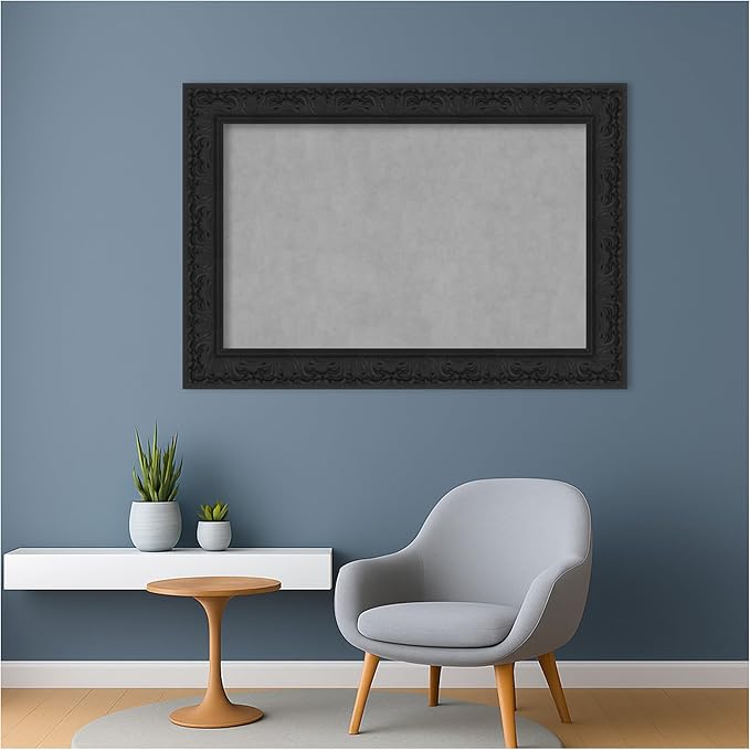 Amanti Art Black Framed Magnetic Board 27x39 Large Vision Board for use with Magnets, 100% Metal Sheet to Display Items as Office Decor or for Home Organization in mudroom, Kitchen or Kids Room