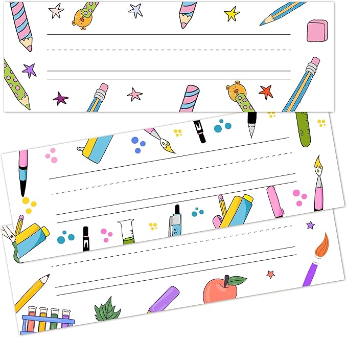 Name Tags for Classroom Cubbies, 30 Colorful Name Plates for Desks, Back to School Self Adhesive Name Tags Sticker for Teachers Elementary - A11