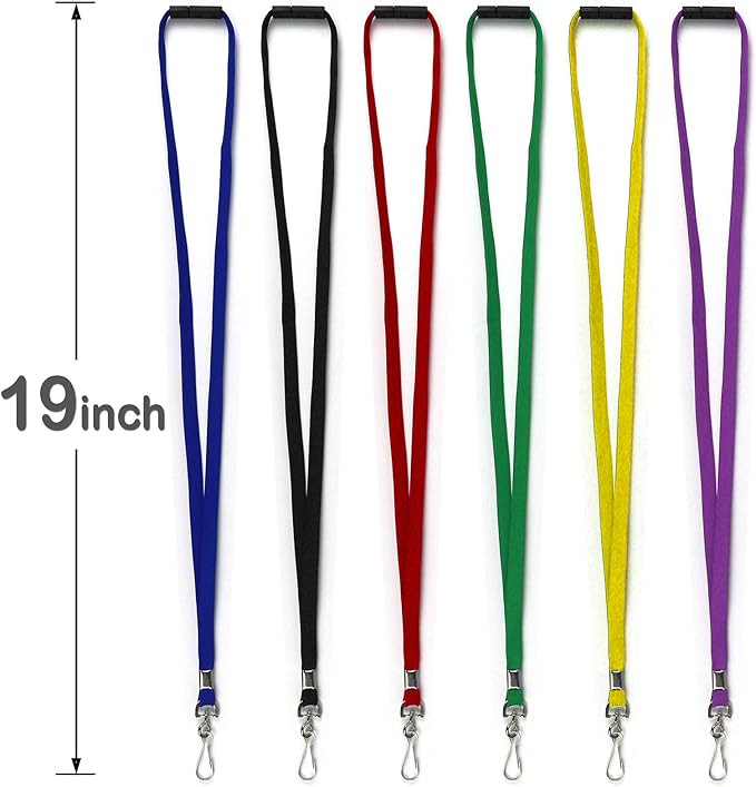 Ollain 25 Pack Breakaway Lanyard with J-Hook Bulk Flat Lanyards for Name tag ID Badges (Red, Breakaway 25 Pack)