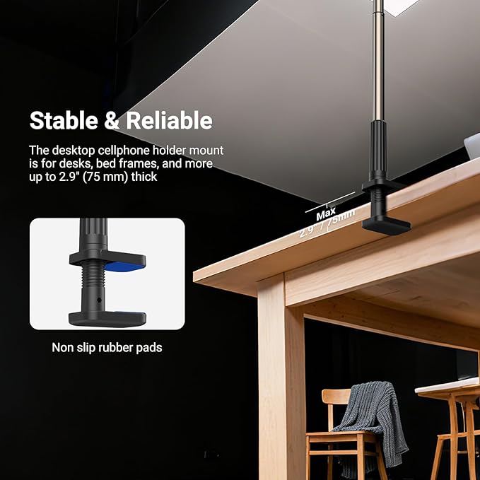NEEWER Entry Level Version Phone Stand for Desk & Bed, 360° Adjustable Office Table Bedside Overhead Cell Phone Holder Mount Compatible with iPhone Samsung Android for Video Recording Filming, X6
