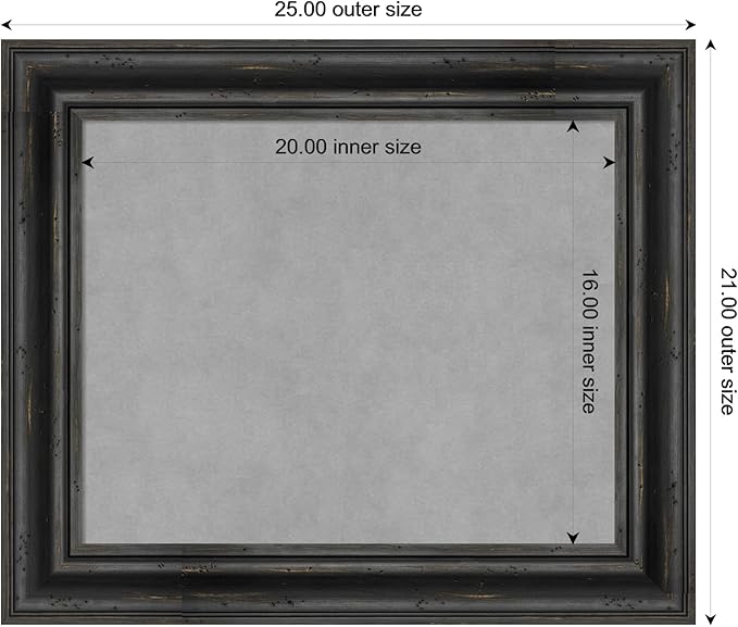 Amanti Art Black Framed Magnetic Board 21x25 Small Vision Board for use with Magnets, 100% Metal Sheet to Display Items as Office Decor or for Home Organization in mudroom, Kitchen or Kids Room