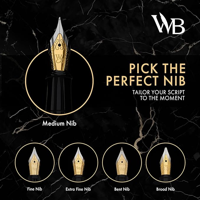 Wordsworth & Black Fountain Pen Set, Medium Nib, Includes 24 Ink Cartridges and Ink Refill Converter, Gift Case, Journaling, Calligraphy, Smooth Writing Pens [Crimson Red], Perfect for Men and Women