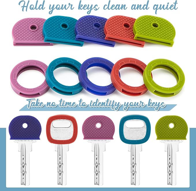Blulu 80 Pieces 1Inch Colored Key Covers Caps Tags Covers Set Plastic Key Color Identifier Rings Toppers(Retro Color)