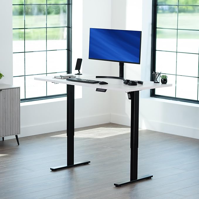 VIVO Electric 60 x 30 in Standing Desk, Memory Height Adjustment, 1B Series, Holds 220 lbs, White Top Black Frame, DESK-KIT-1B6W-30