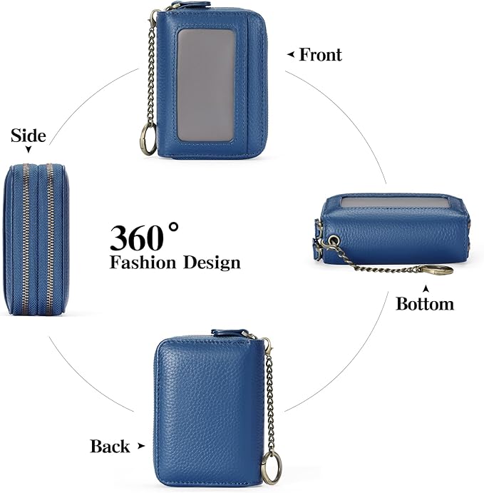 GOIACII Small Genuine Leather Wallet for Women, RFID Blocking Credit Card Holder Wallet