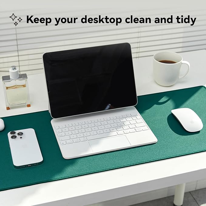 Reniteco Waterproof Large Gaming Mouse Pad with Durable Stitched Edges, Non-Slip Rubber Base, Grainy Jacquard Mouse Mat Desk Pad for Home Office Gaming, 27.6"x11.8"x0.12", Matte Green