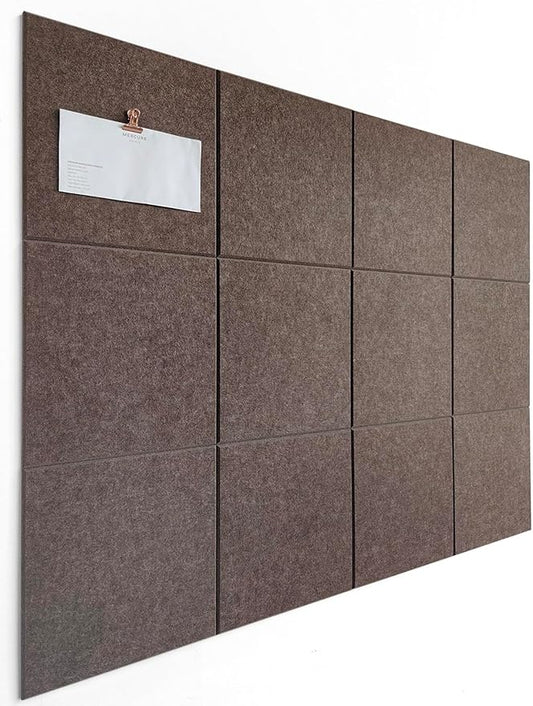 DECORITA Felt Wall Tiles | Large Cork Board Alternative | Aesthetic Felt Bulletin Board for Office, Home & Classroom | Large Cork Boards for Walls Pinboard (12-Pack) | Desert Palm