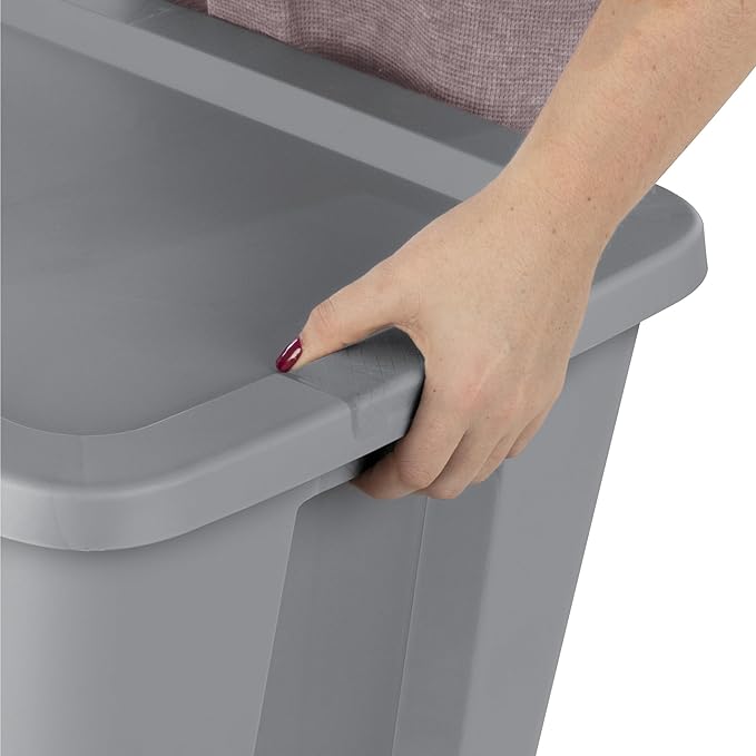 (4 pack) 18 Gallon Plastic Storage Bin with Snap-On Lid, Gray - Durable Stackable Container for Home, Garage & Office Organization