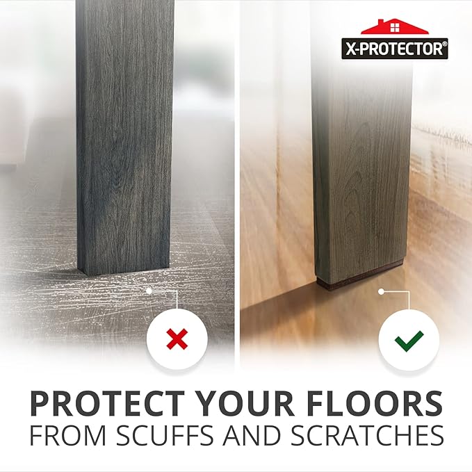 X-PROTECTOR Non-Slip Furniture Pads 8 PCS 1.5” x 5” - Rubber Furniture Grippers - Self-Adhesive Floor Protectors Grips for Furniture Feet!