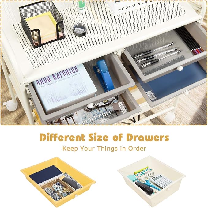 Giantex 12 Drawer Rolling Storage Cart Tools Scrapbook Paper Office School Organizer (Yellow)