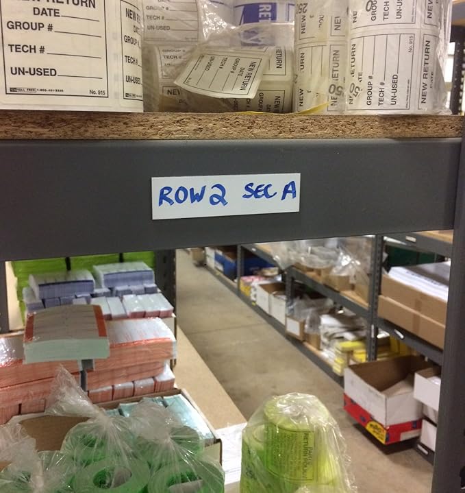 Write-On Magnetic Rack/Shelf Labels (6" x 2"). Includes a 10-Pack of Reusable Magnetic Strips for Easy Warehouse or Office Organization. Durable and Versatile.