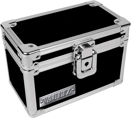 Vaultz VZ01169 Locking Index Card File with Flip Top Holds 350 3 x 5 Cards, Black