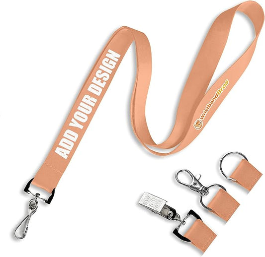 Wristband Bros Custom Lanyards For ID Badges, Keys & More | Add Text & Logos | Choose Your Attachment | Bulk Quantities For Events
